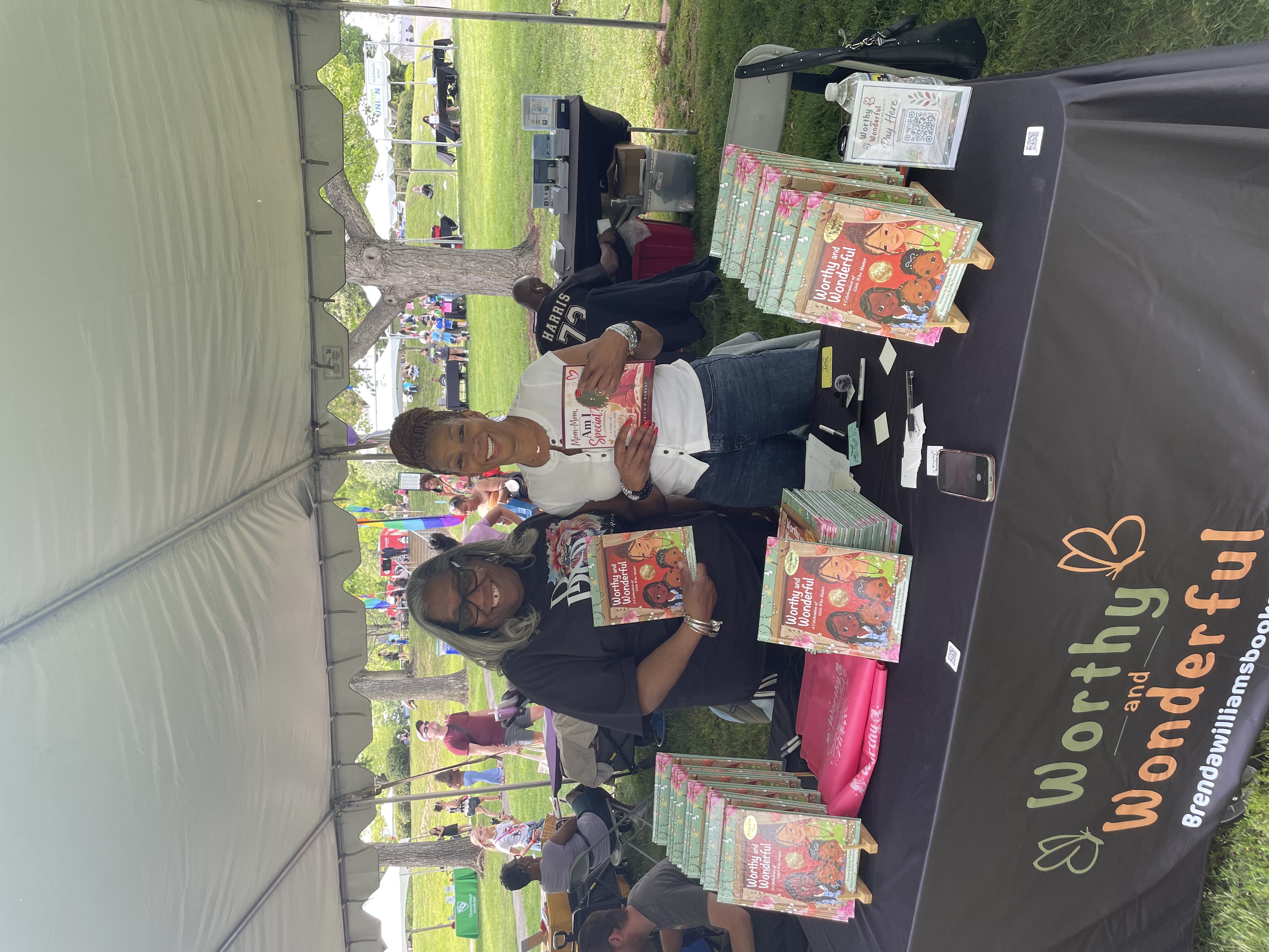Erica connecting with a fellow author at the Gaithersburg Book Festival